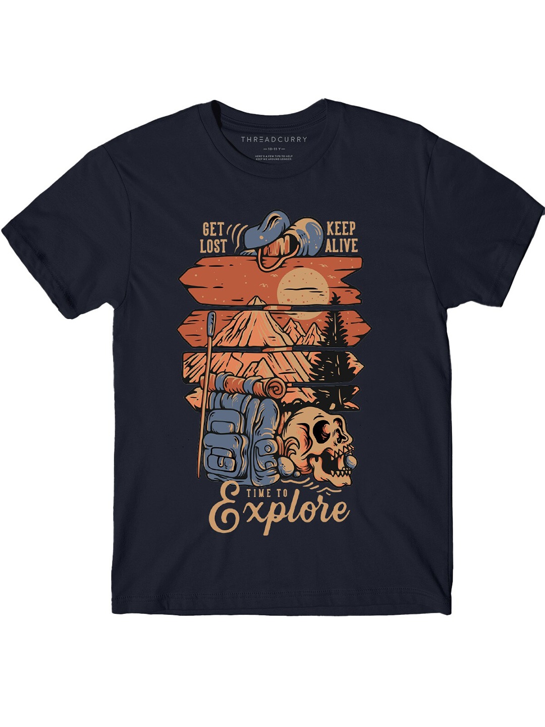 

THREADCURRY Boys Graphic Printed Cotton T-shirt, Navy blue