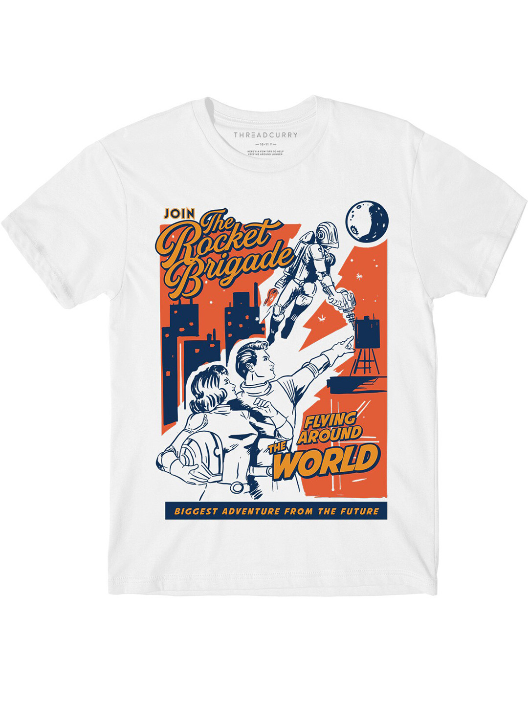 

THREADCURRY Boys Graphic Printed Knitted Cotton T-Shirt, White