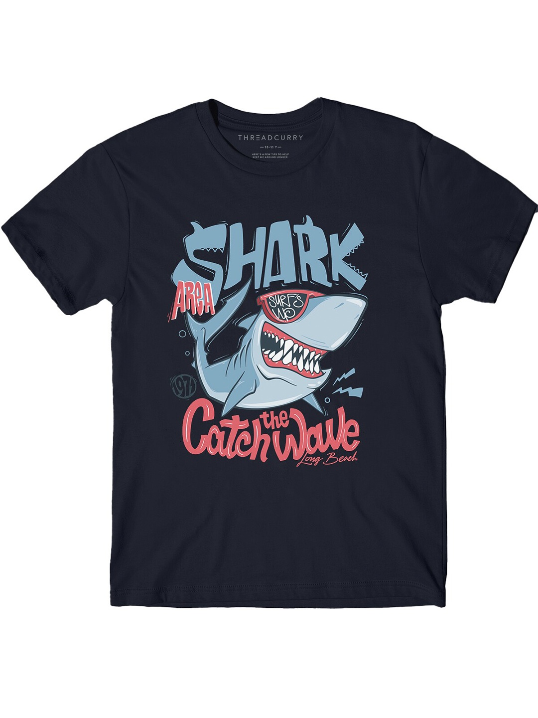 

THREADCURRY Boys Graphic Printed Knitted Cotton T-Shirt, Navy blue