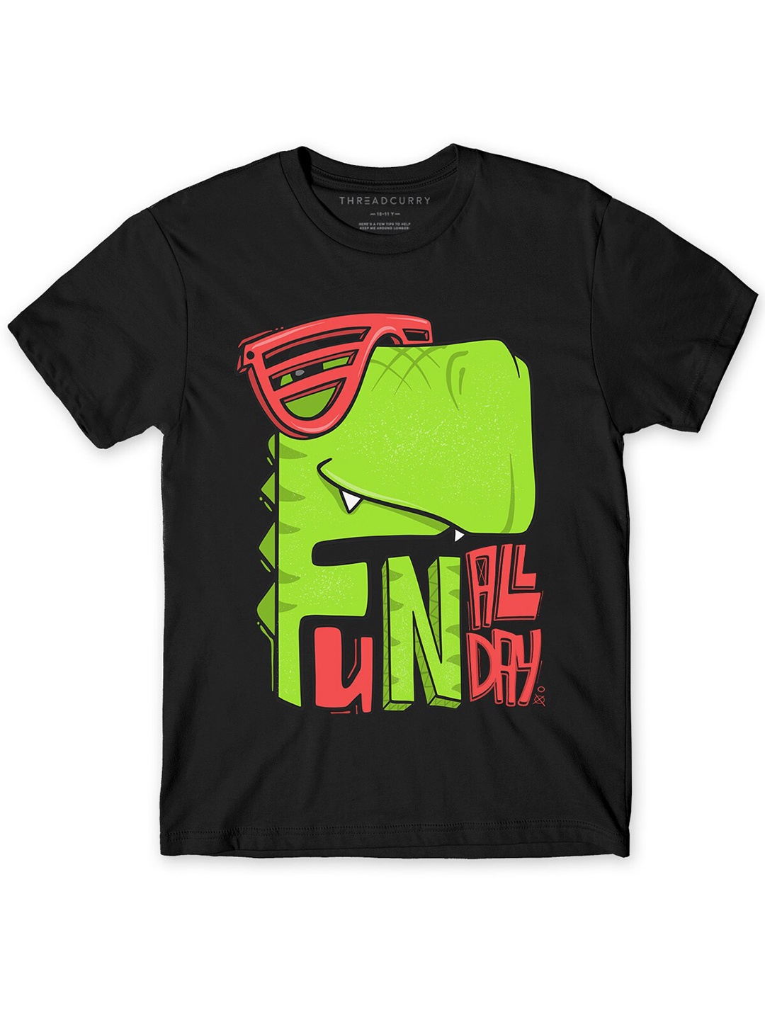 

THREADCURRY Boys Dino Printed Cotton T-shirt, Black