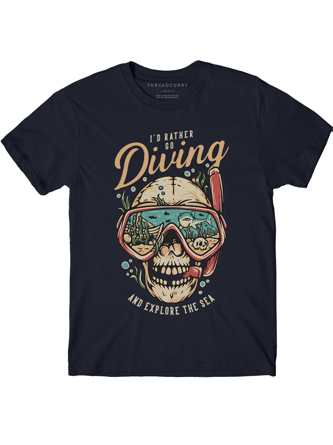 

THREADCURRY Boys Typography Printed Cotton T-shirt, Navy blue
