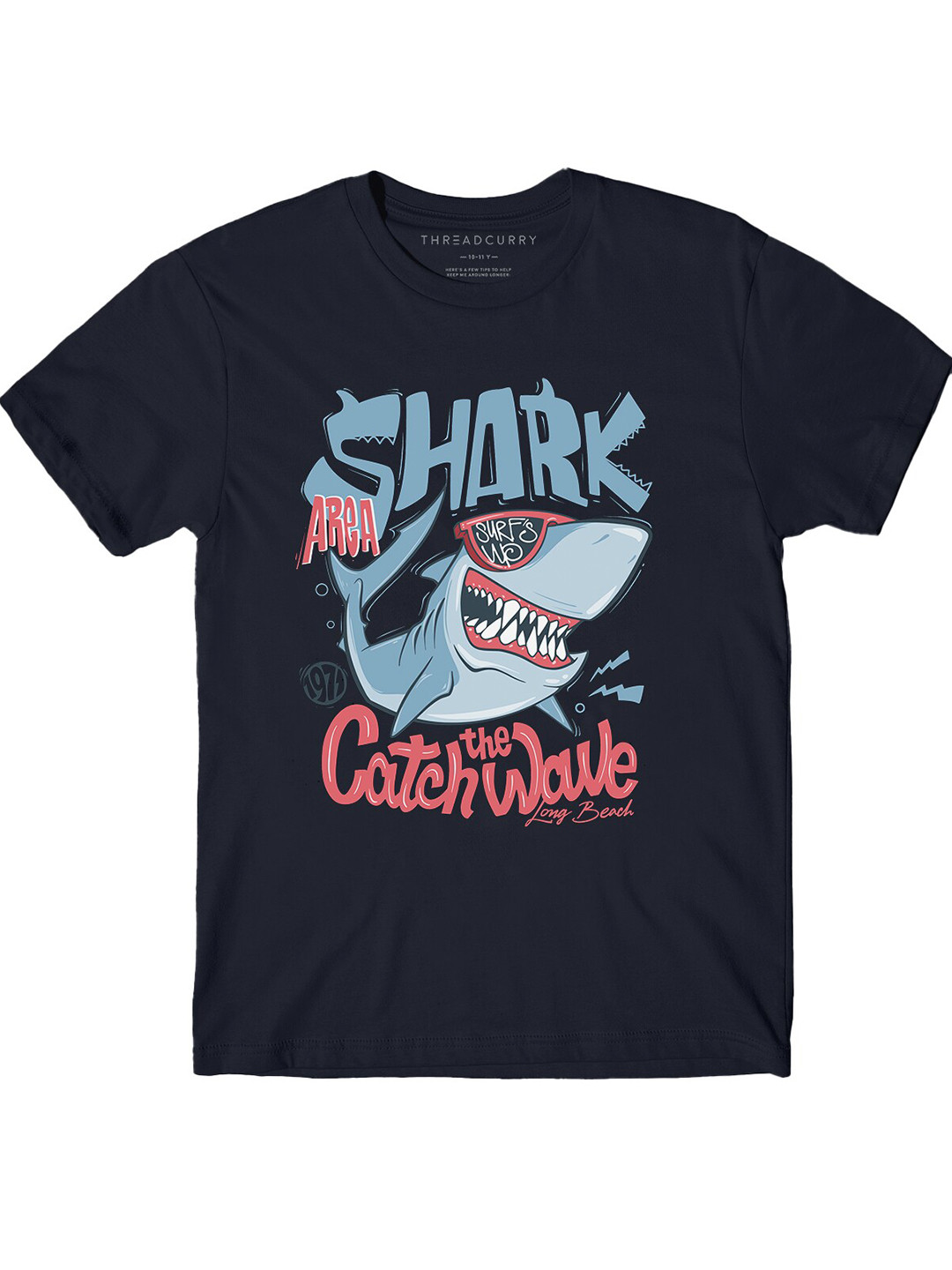 

THREADCURRY Boys Typography Printed Cotton T-shirt, Navy blue