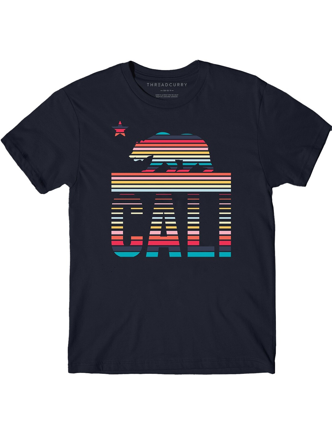 

THREADCURRY Boys Typography Printed Cotton T-shirt, Navy blue