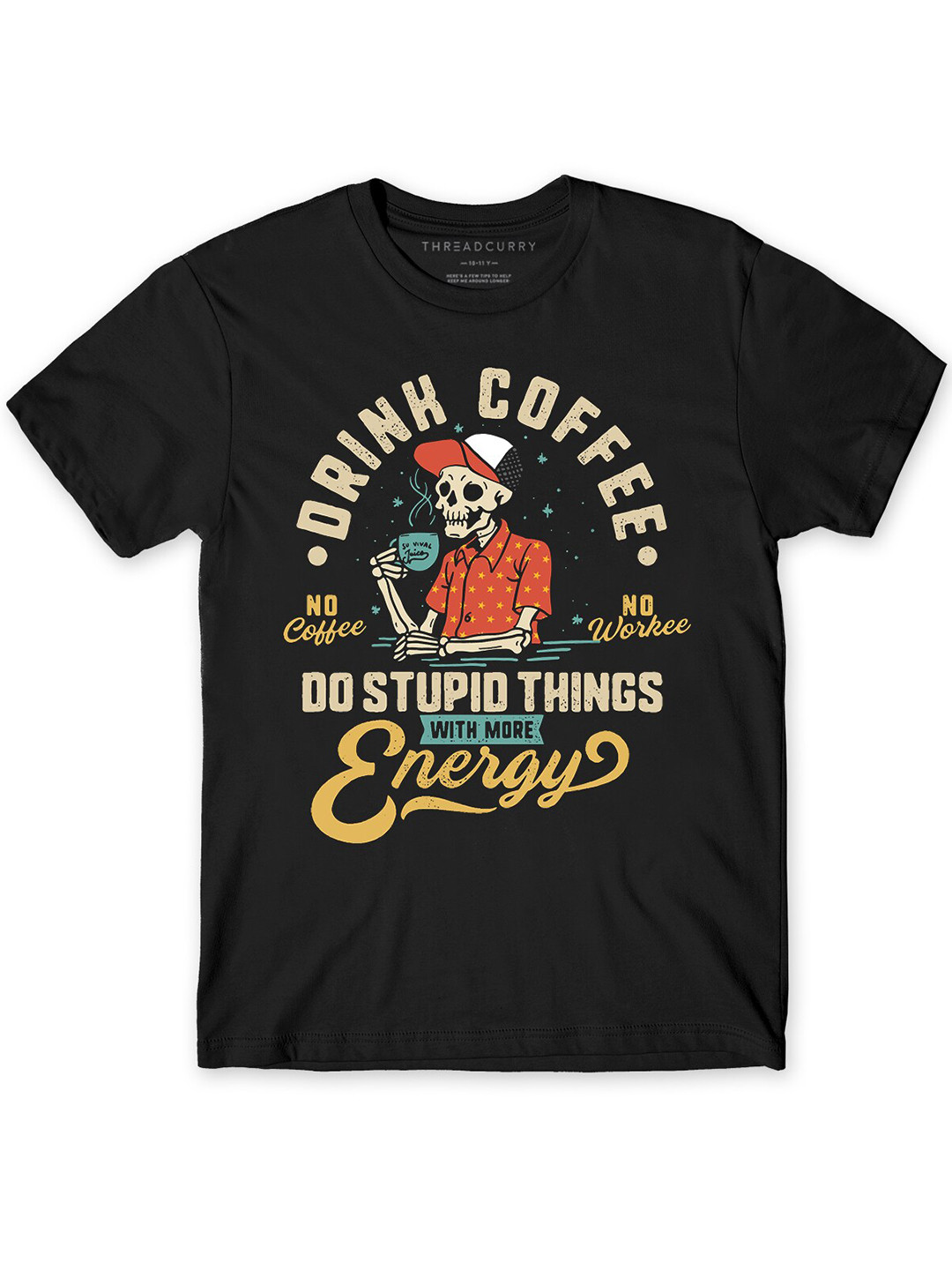 

THREADCURRY Boys Typography Printed Cotton T-shirt, Black