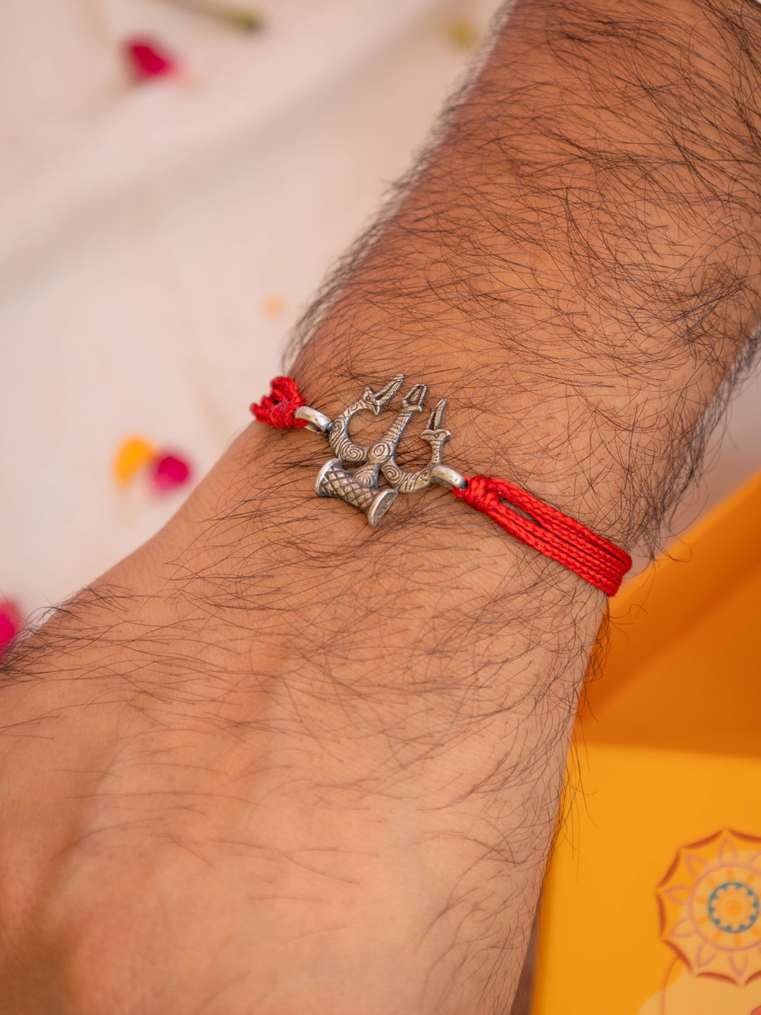 

Shyle 925 Sterling Silver Intricate Trishul Charm Tie-Up Rakhi