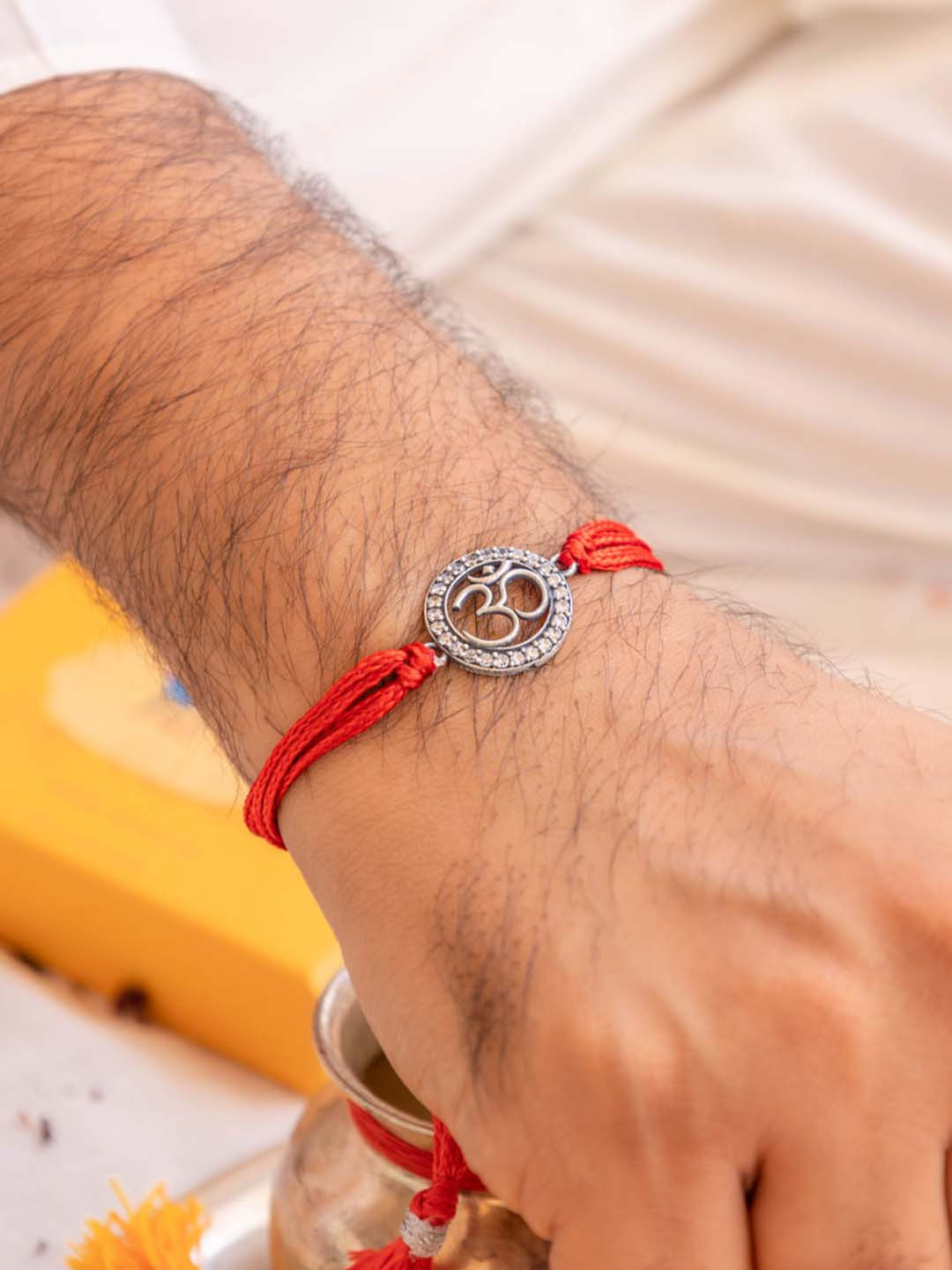 

Shyle 925 Sterling Silver Om Charm Tie-Up Rakhi