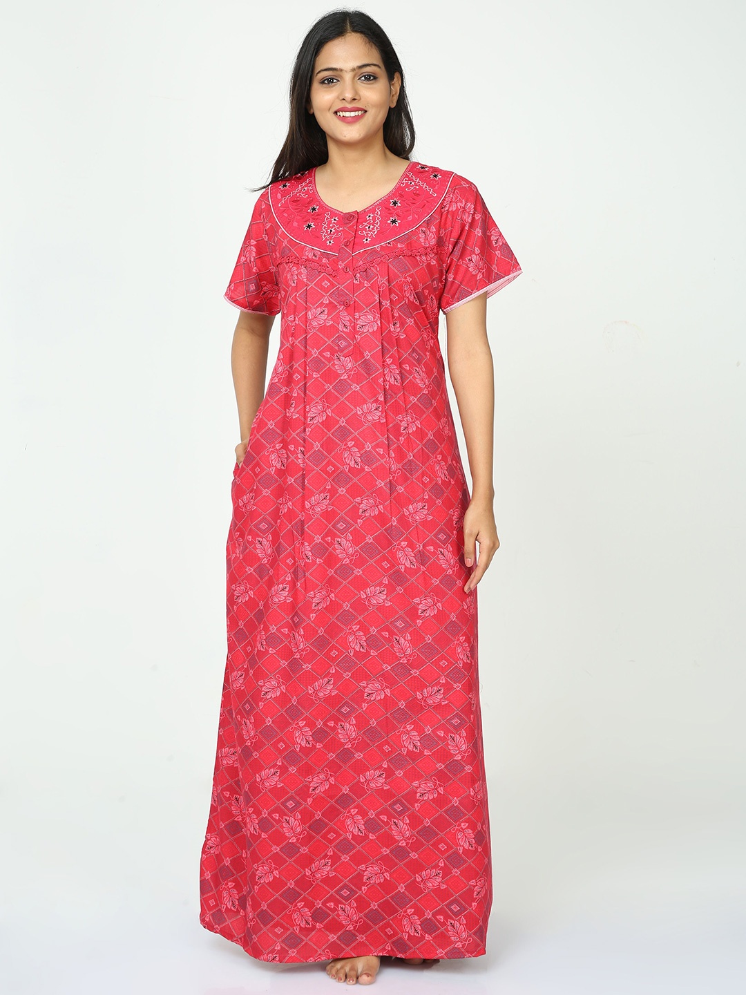 

9shines Label Floral Printed Maxi Nightdress, Pink