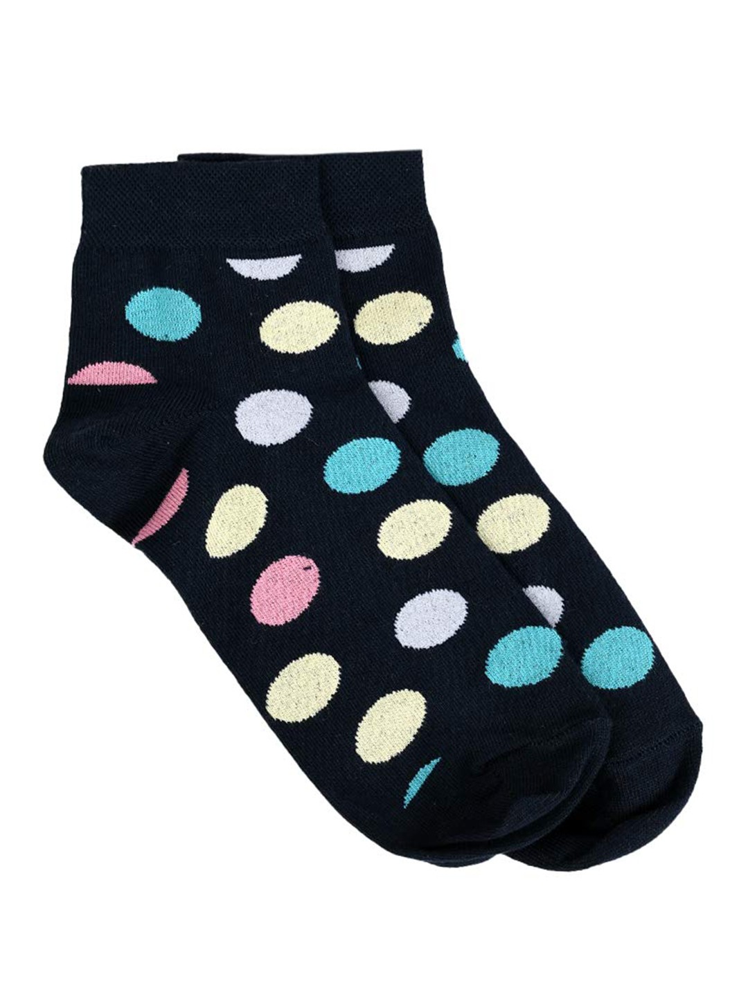 

SWHF Polka Dot Printed Organic Cotton Ankle-Length Socks, Black