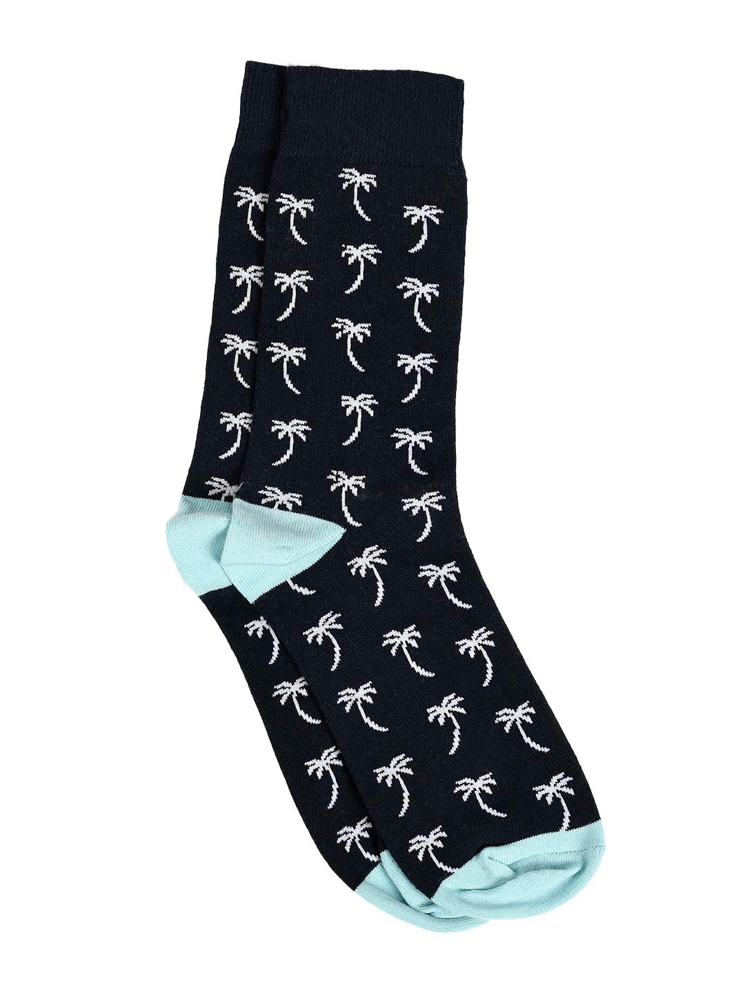 

SWHF Men Printed Cotton Crew-Length Socks, Black