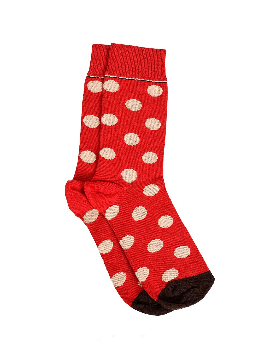 

SWHF Polka Dot Printed Ankle-Length Cotton Socks, Red