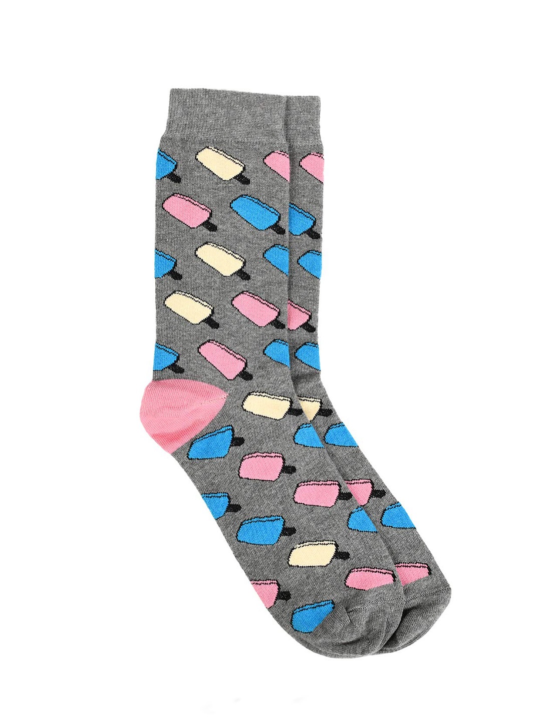 

SWHF Printed Cotton Crew-Length Socks, Grey