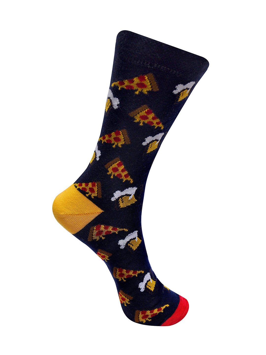 

SWHF Patterned Cotton Calf Length Socks, Black
