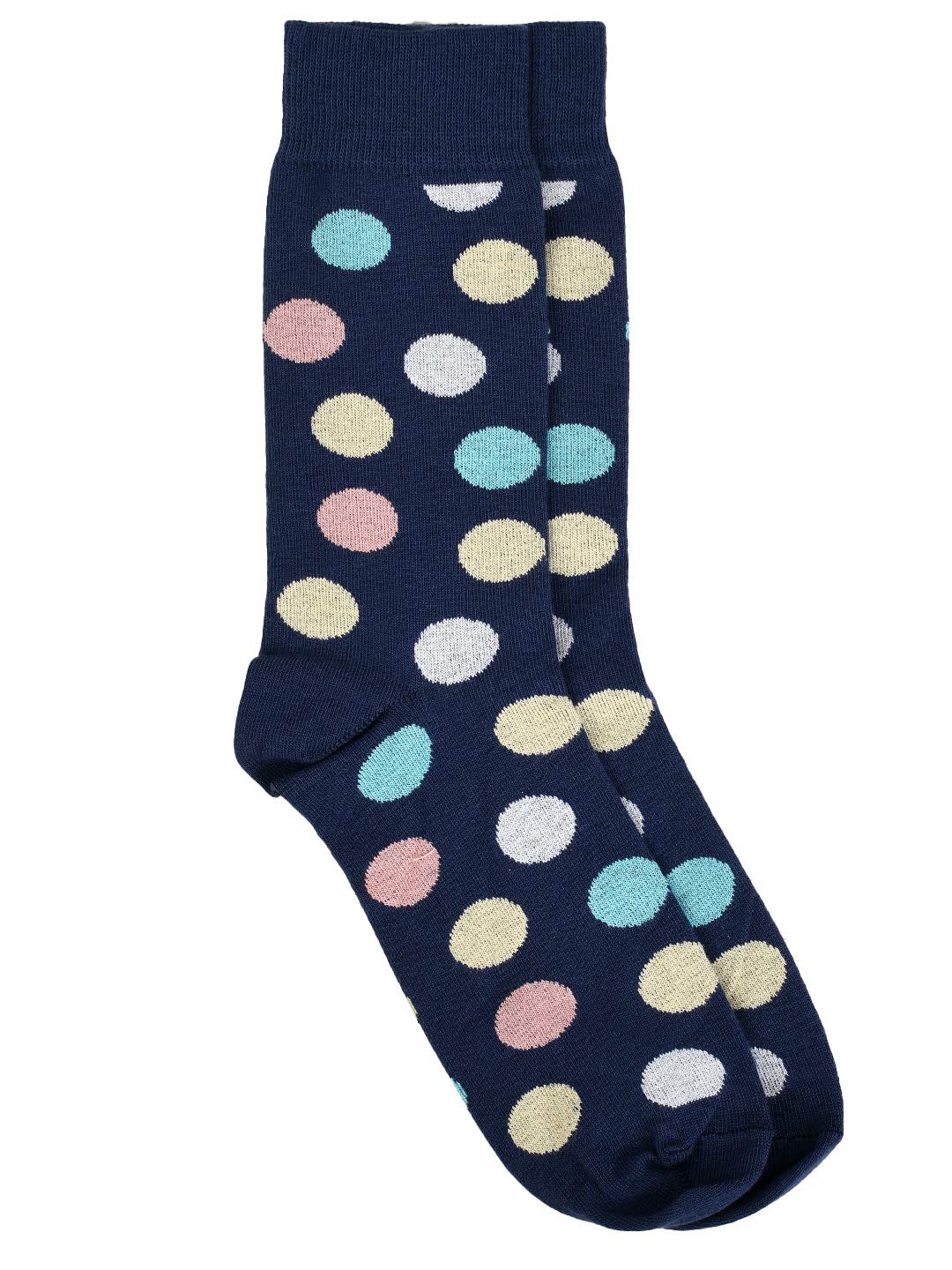 

SWHF Printed Cotton Calf Length Socks, Navy blue