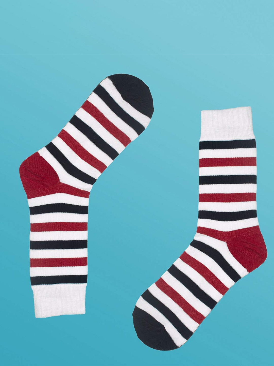

SWHF Striped Cotton Calf Length Socks, White