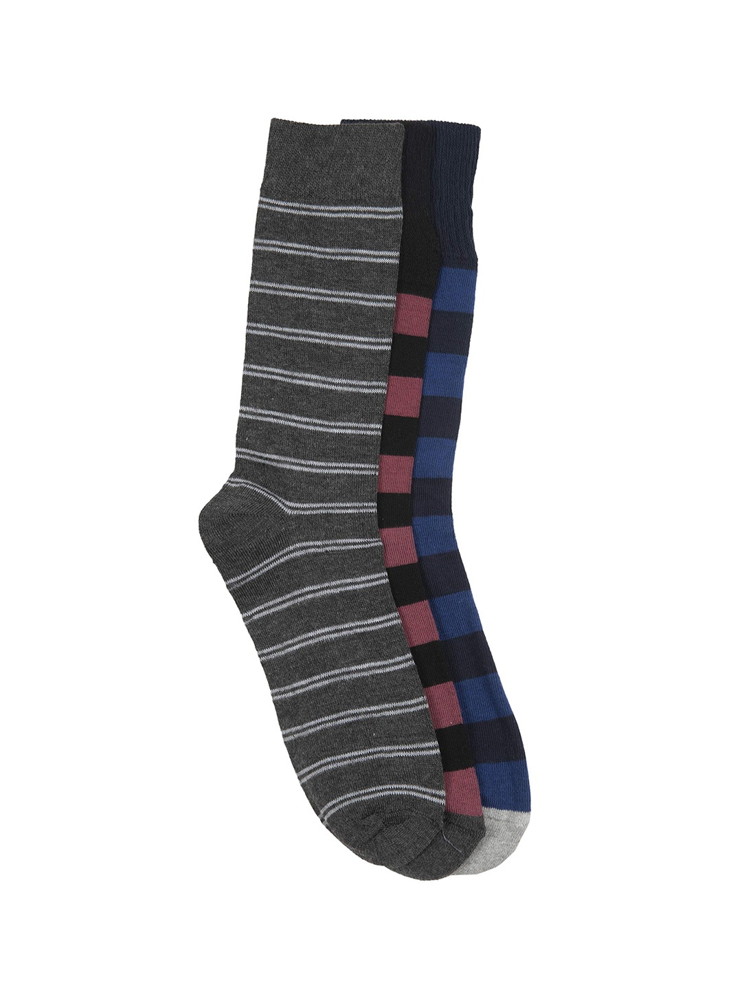 

SWHF Pack Of 3 Printed Cotton Full length Socks, Blue