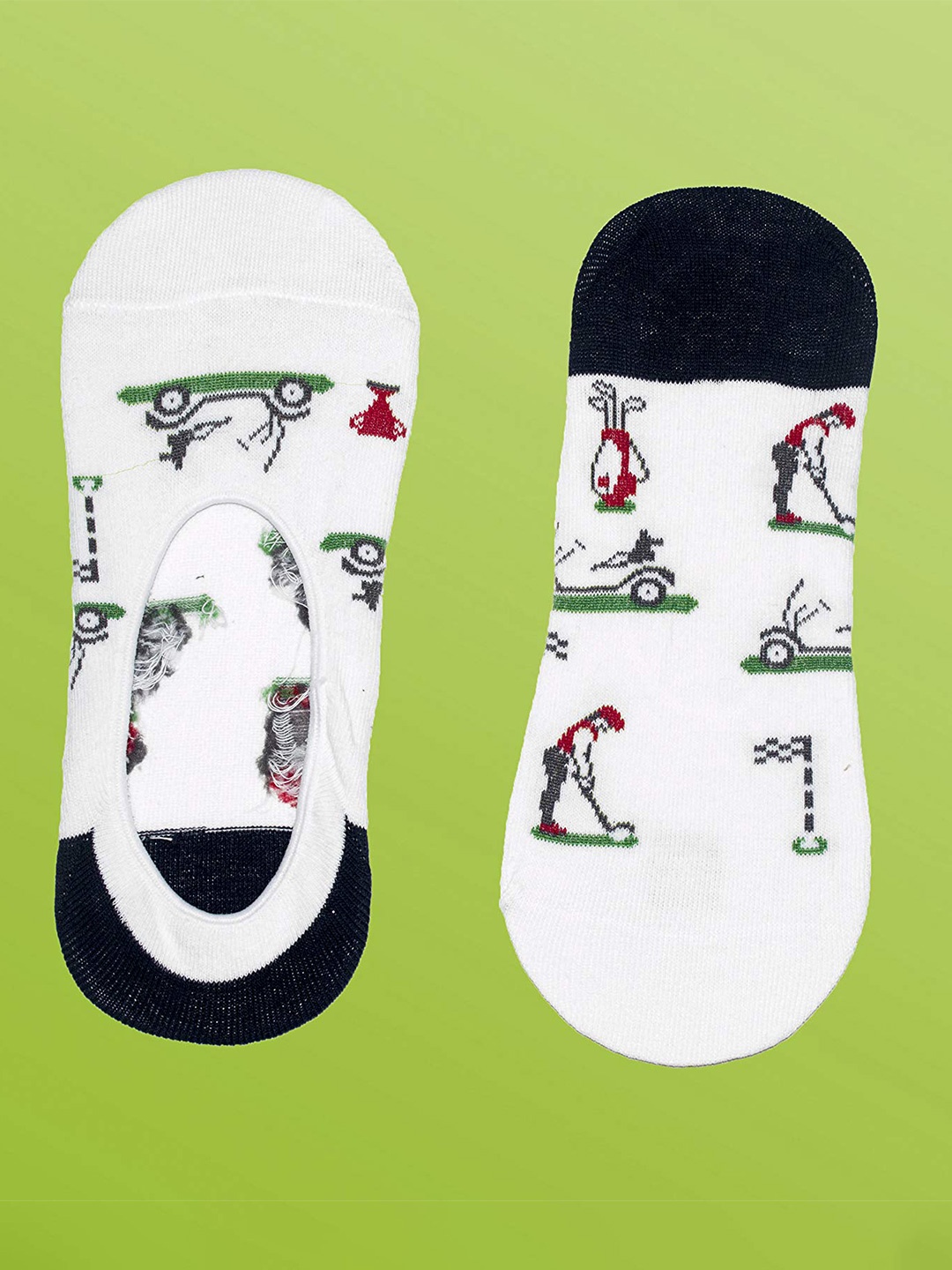 

SWHF Men Conversational Printed Ankle Length Socks, White