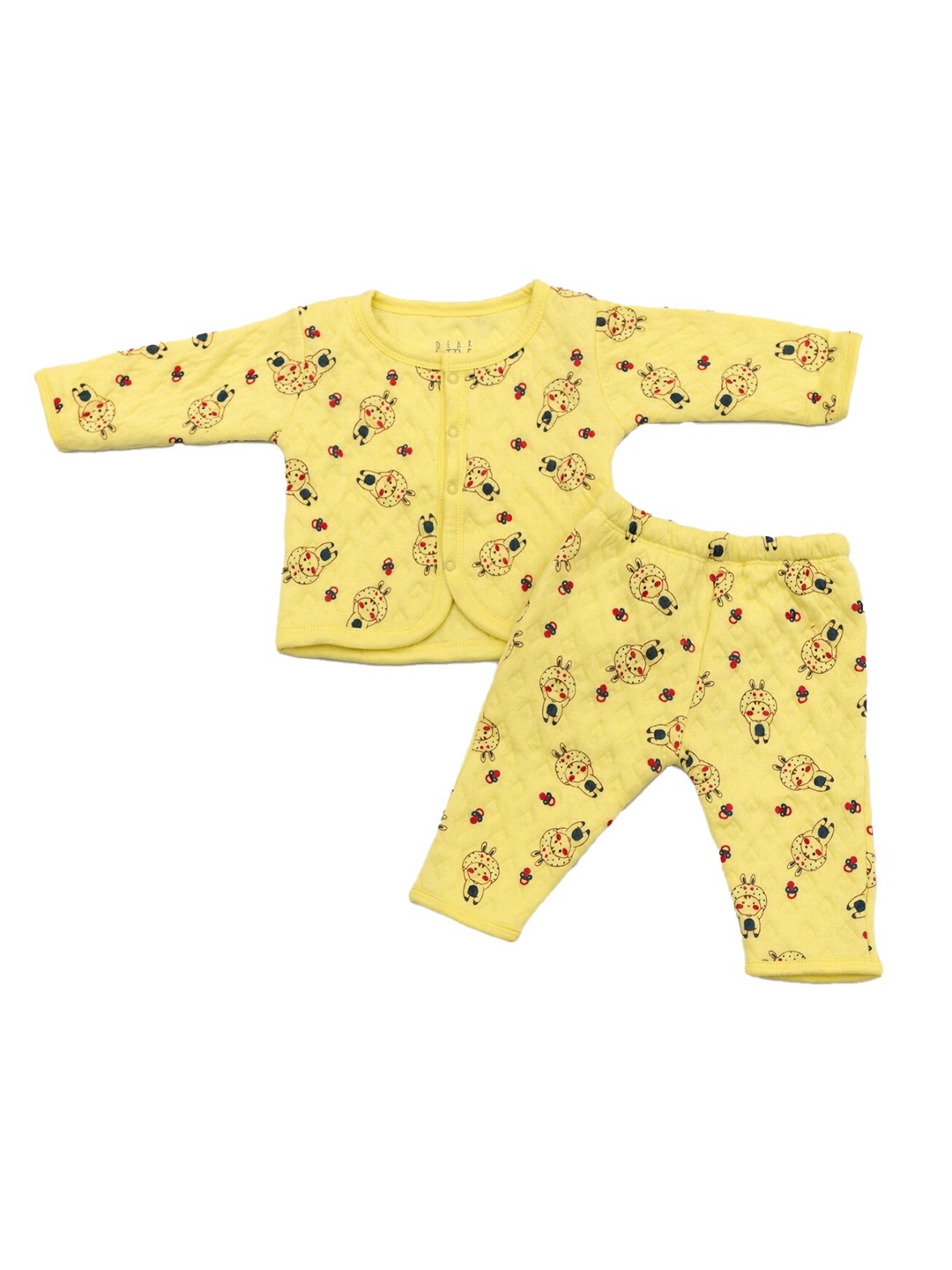 

Dear Little Infants Printed Quilted Pure Cotton Shirt With Trousers, Yellow
