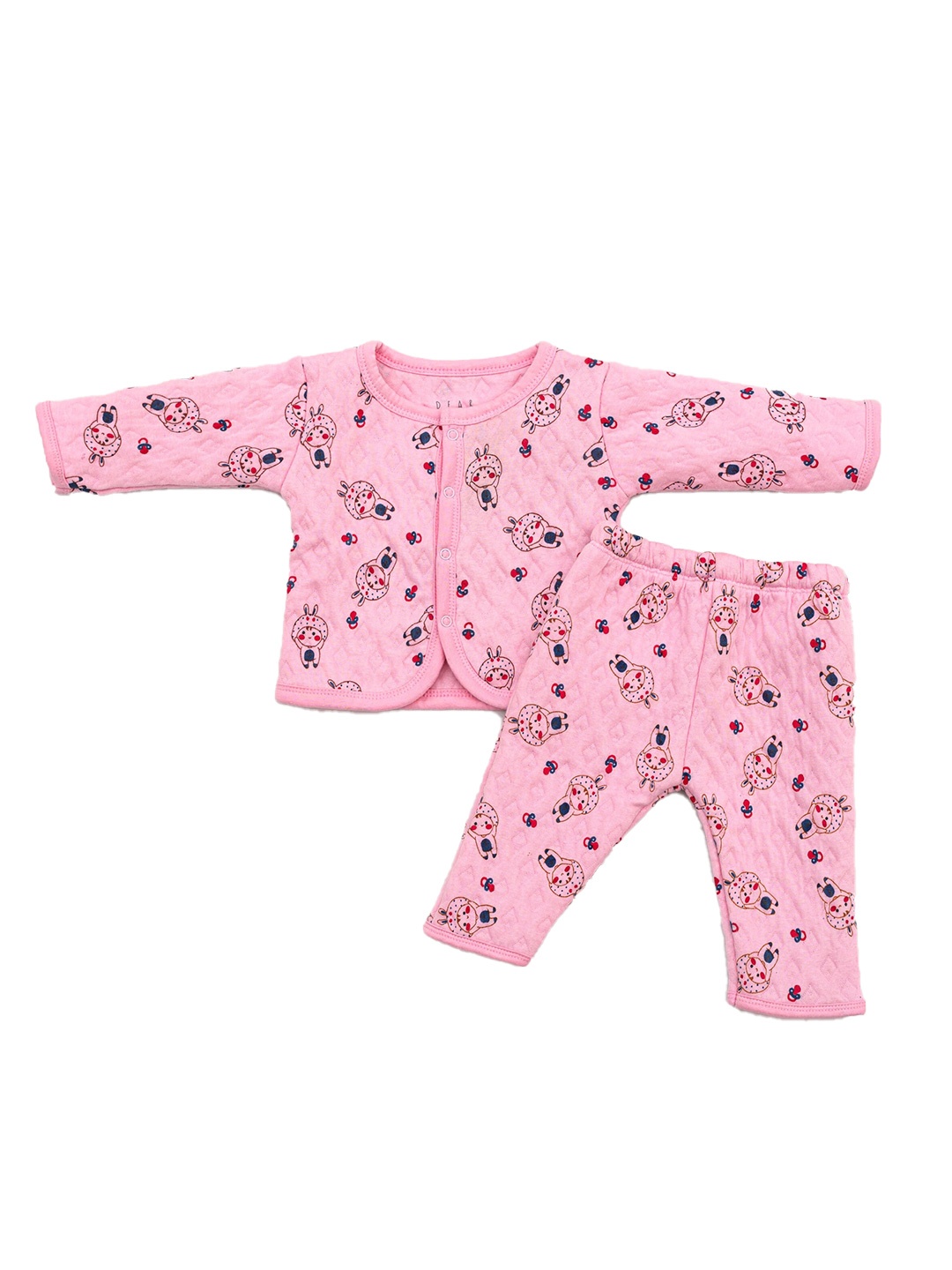 

Dear Little Infants Printed Quilted Pure Cotton Shirt With Trousers, Pink