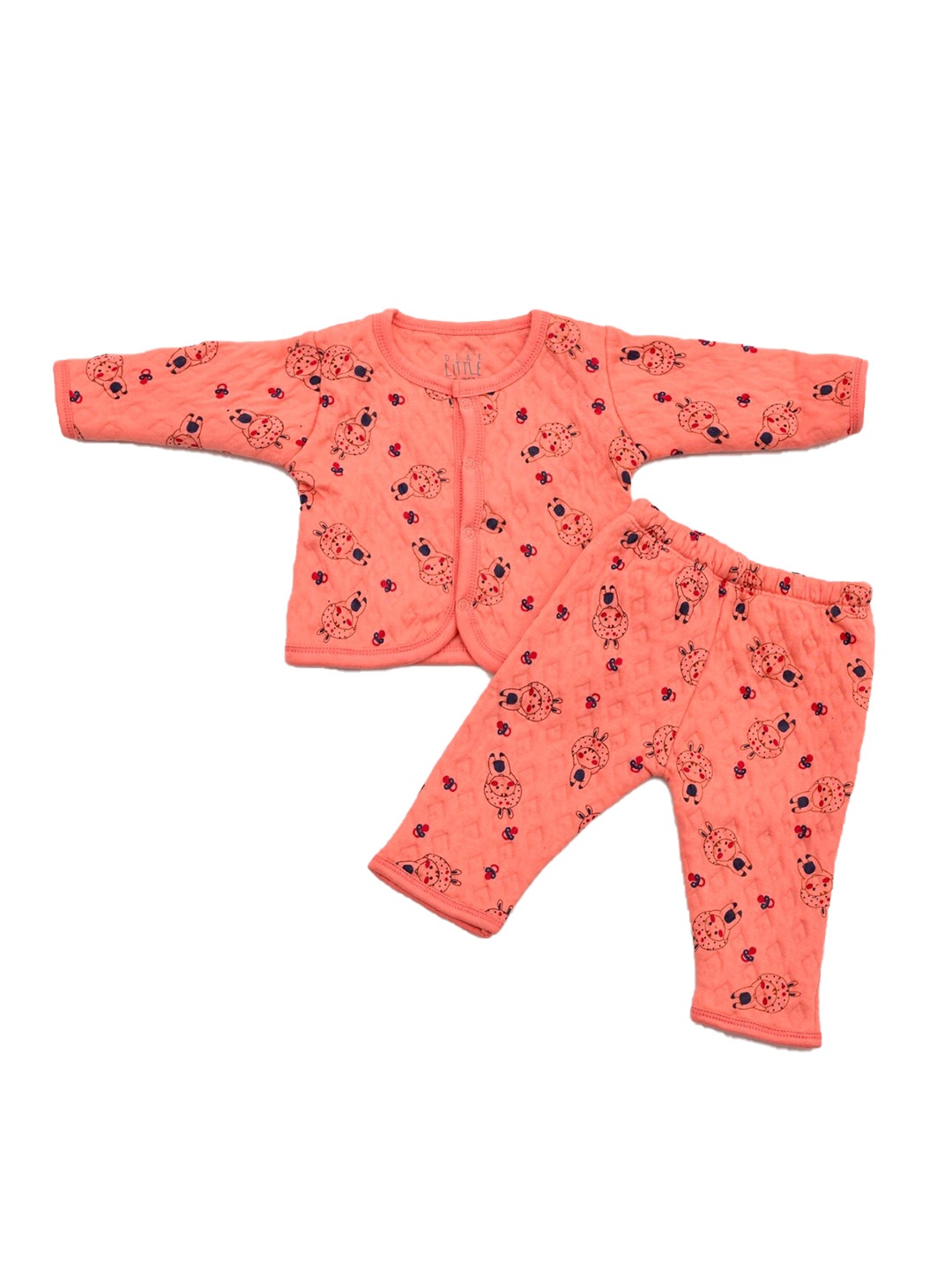 

Dear Little Infants Printed Quilted Pure Cotton Shirt With Trousers, Orange