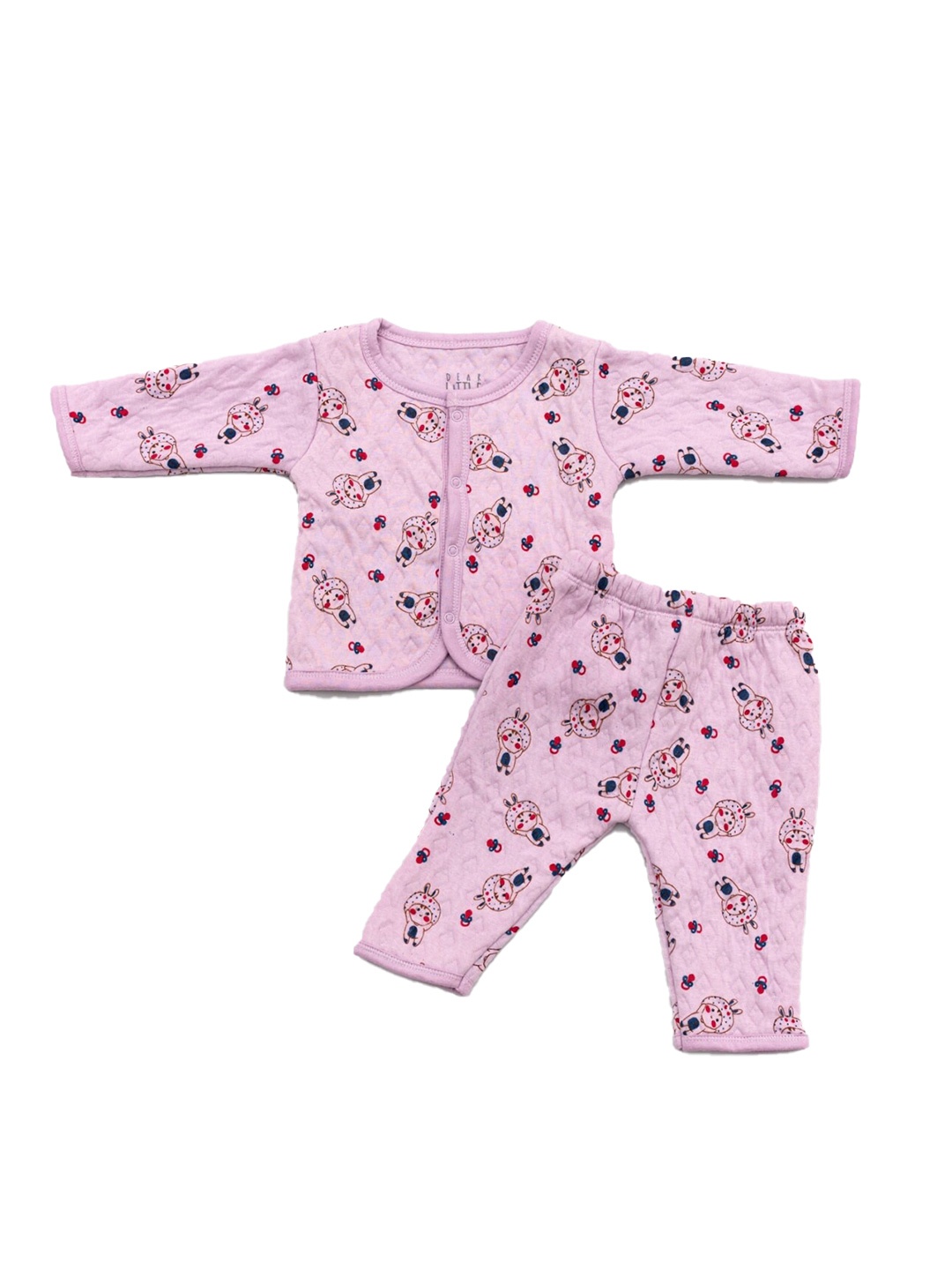 

Dear Little Infants Printed Quilted Pure Cotton Shirt With Trousers, Purple