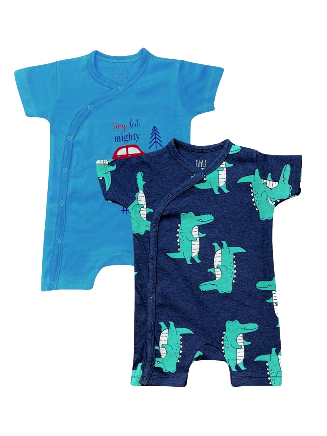 

Dear Little Infant Pack Of 2 Printed Cotton Rompers, Blue