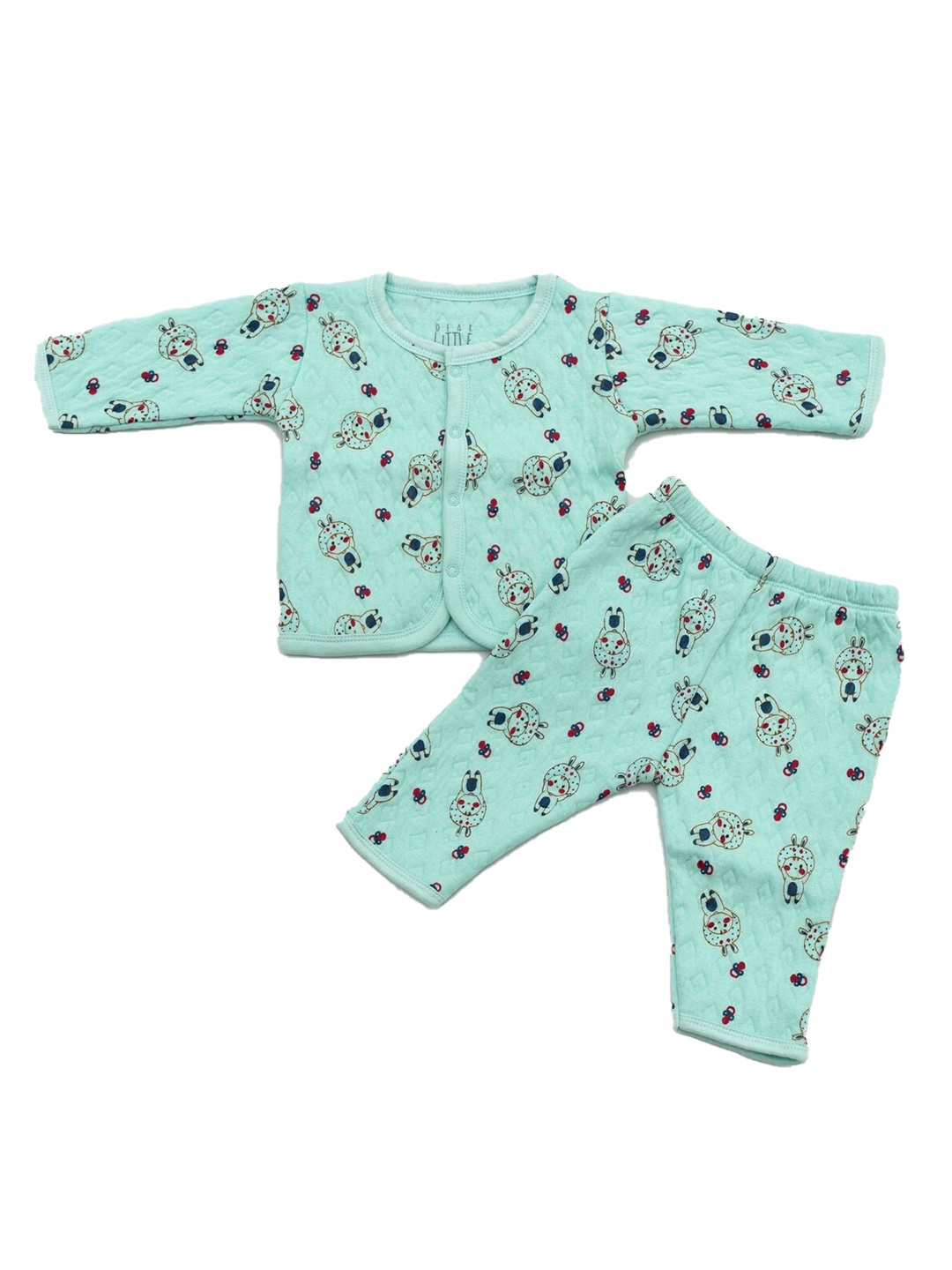 

Dear Little Infants Printed Quilted Pure Cotton Shirt With Trousers, Green