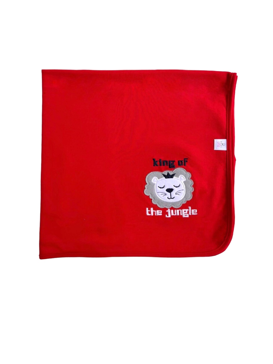 

Dear Little Infants Red Solid Soft Reversible Cotton Wrapper with Applique Detail