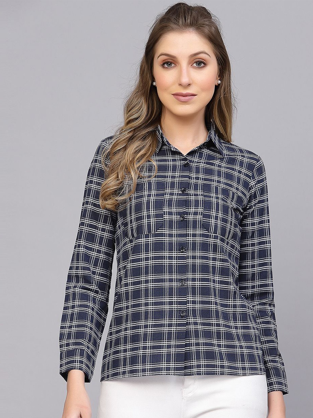 

Selvia Tartan Checked Formal Shirt, Blue