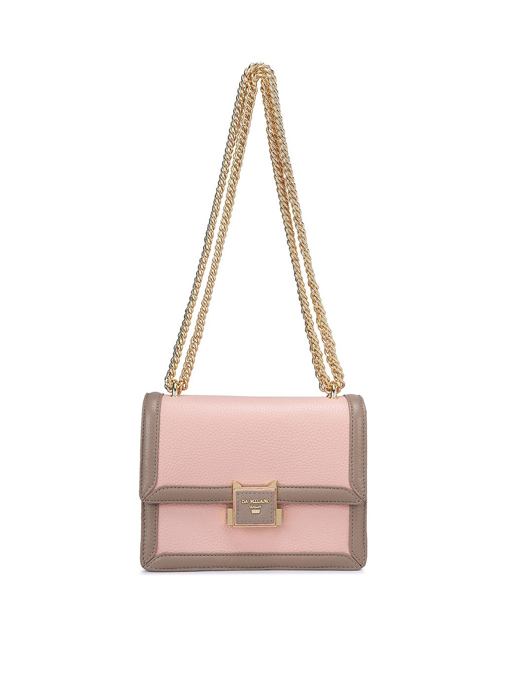 

Da Milano Textured Leather Structured Sling Bag, Pink