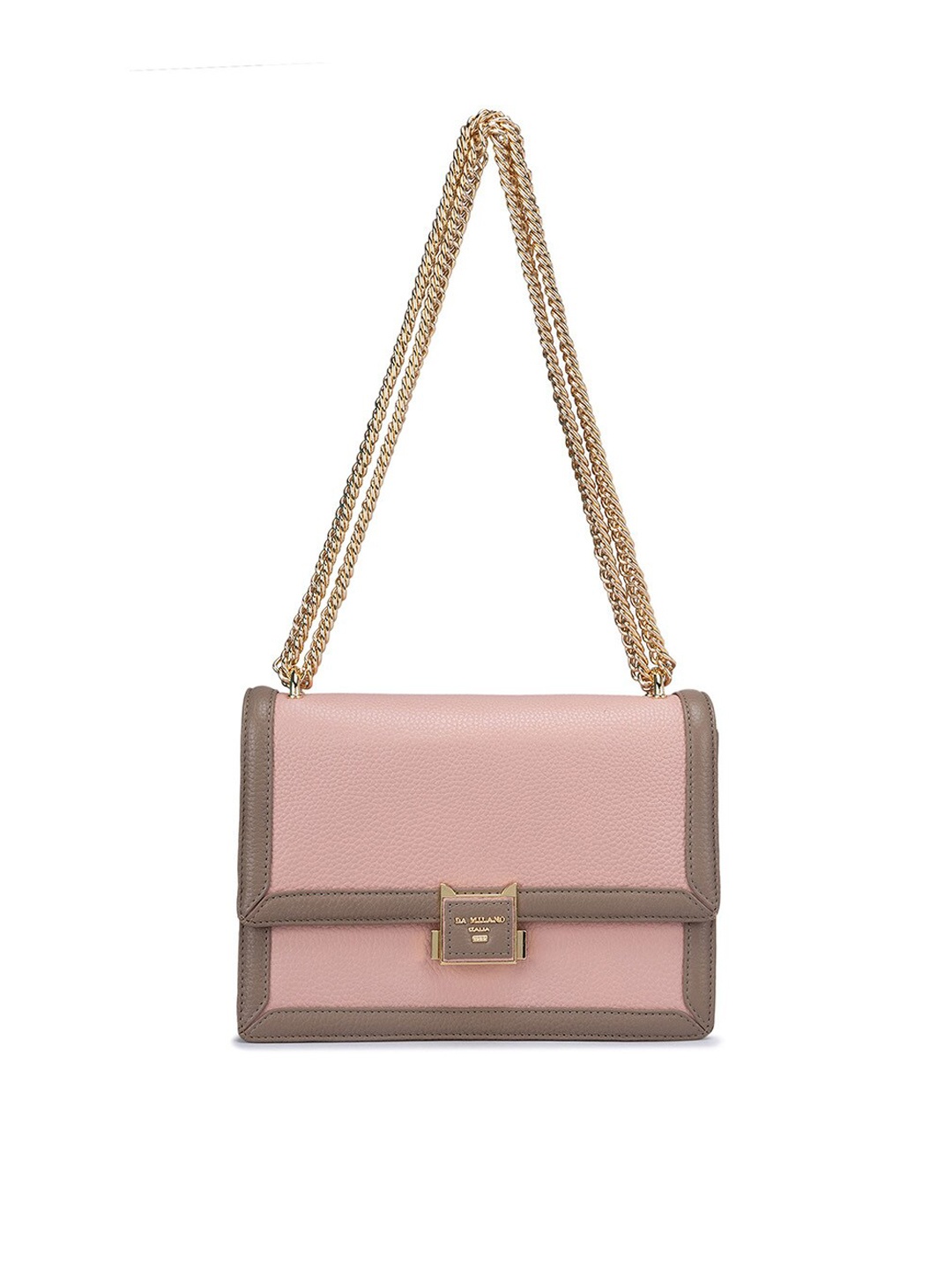 

Da Milano Textured Leather Structured Sling Bag, Pink