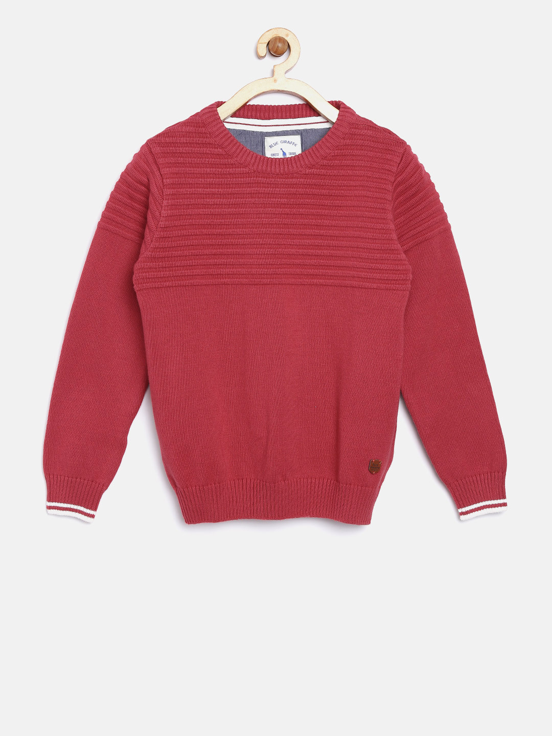 

Blue Giraffe Boys Red Striped Pullover