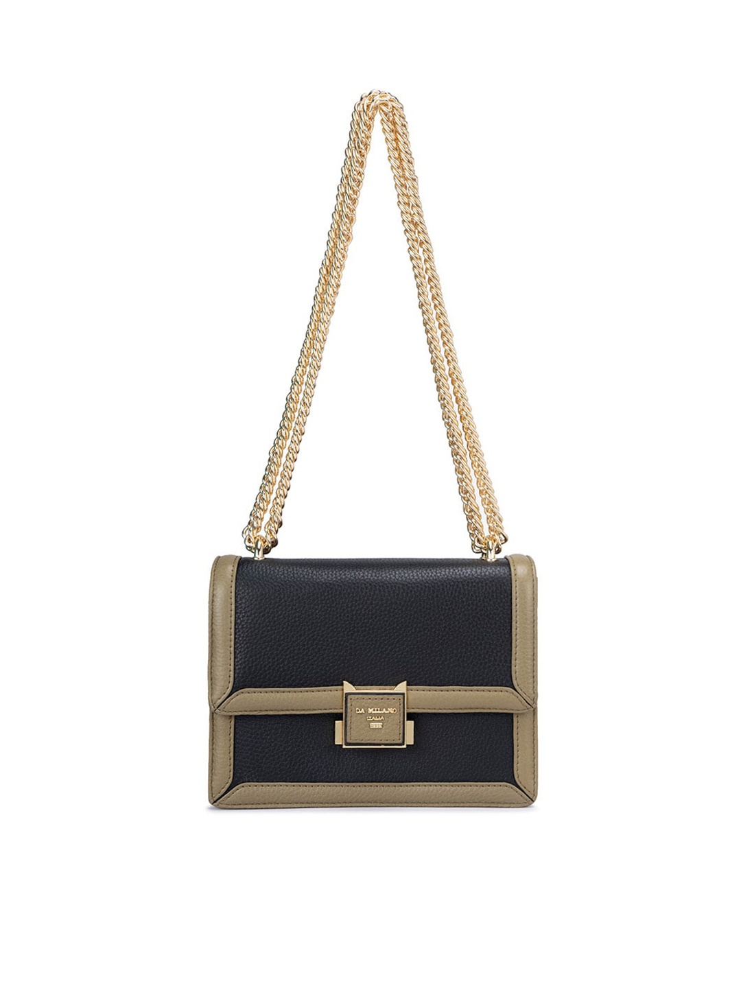 

Da Milano Textured Leather Structured Sling Bag, Black