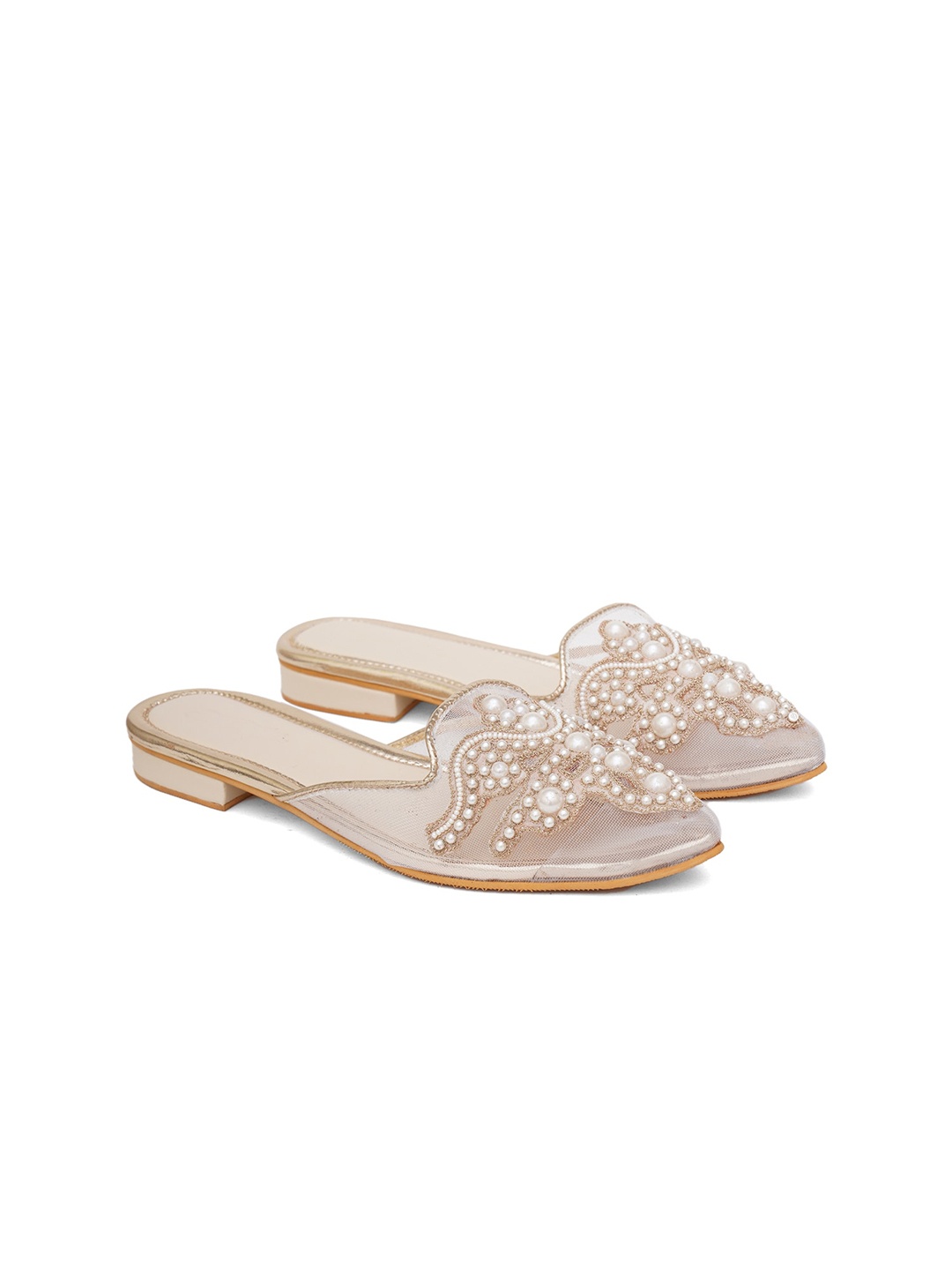 

Sole House Pointed Toe Ethnic Embellished Mules, Cream