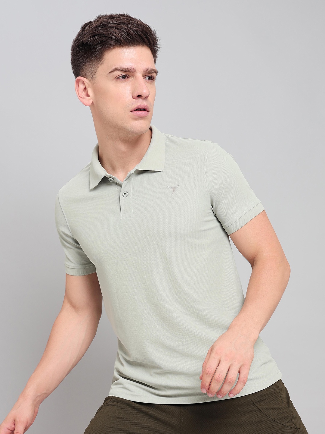 

Technosport Polo Collar Antimicrobial Slim Fit Sports T-shirt, Green