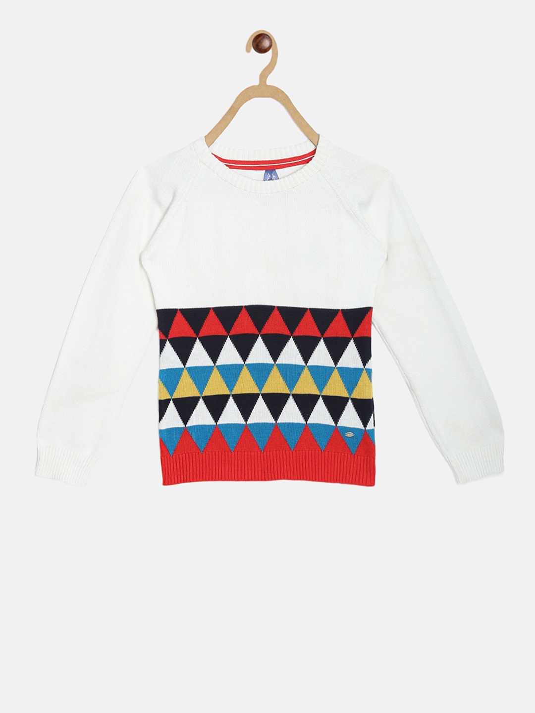 

Blue Giraffe Girls White & Red Self Design Sweater