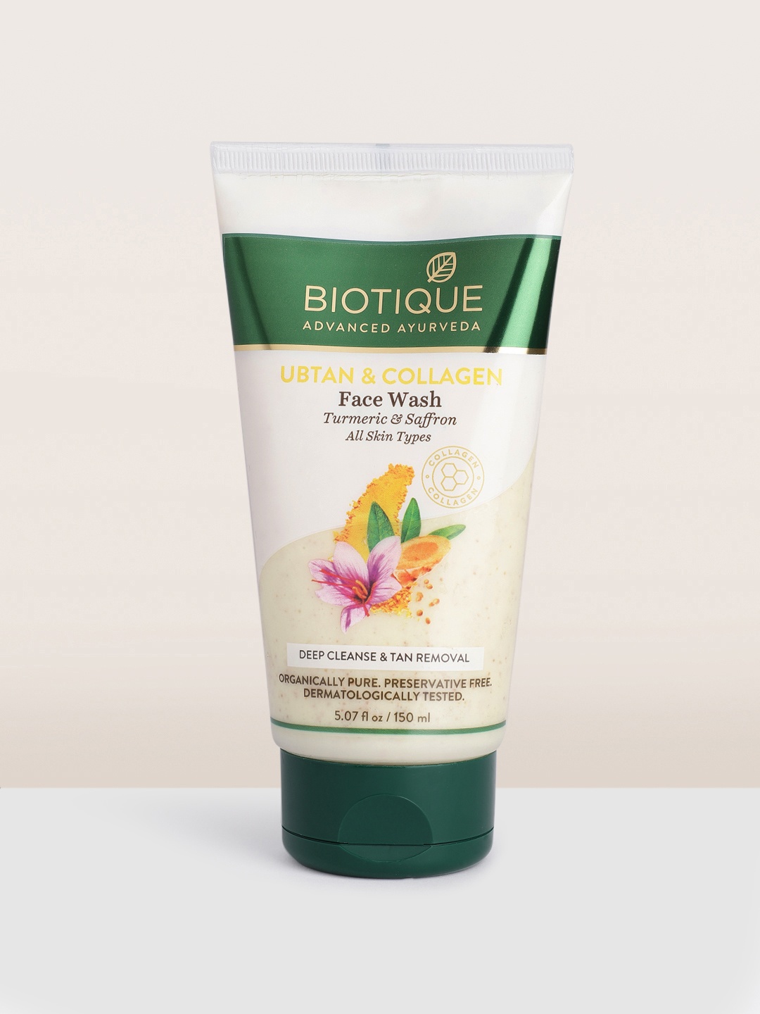 

Biotique Ubtan & Collagen Tan Removal Face Wash with Turmeric & Saffron - 150 ml, White