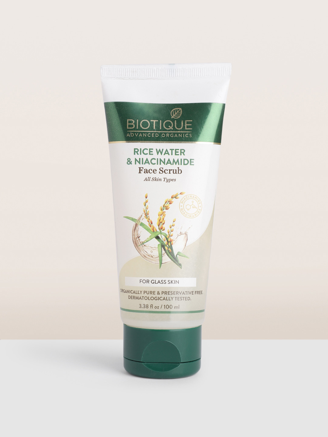 

Biotique Rice Water & Niacinamide Gel Face Scrub for Glass Skin - 100 ml, White