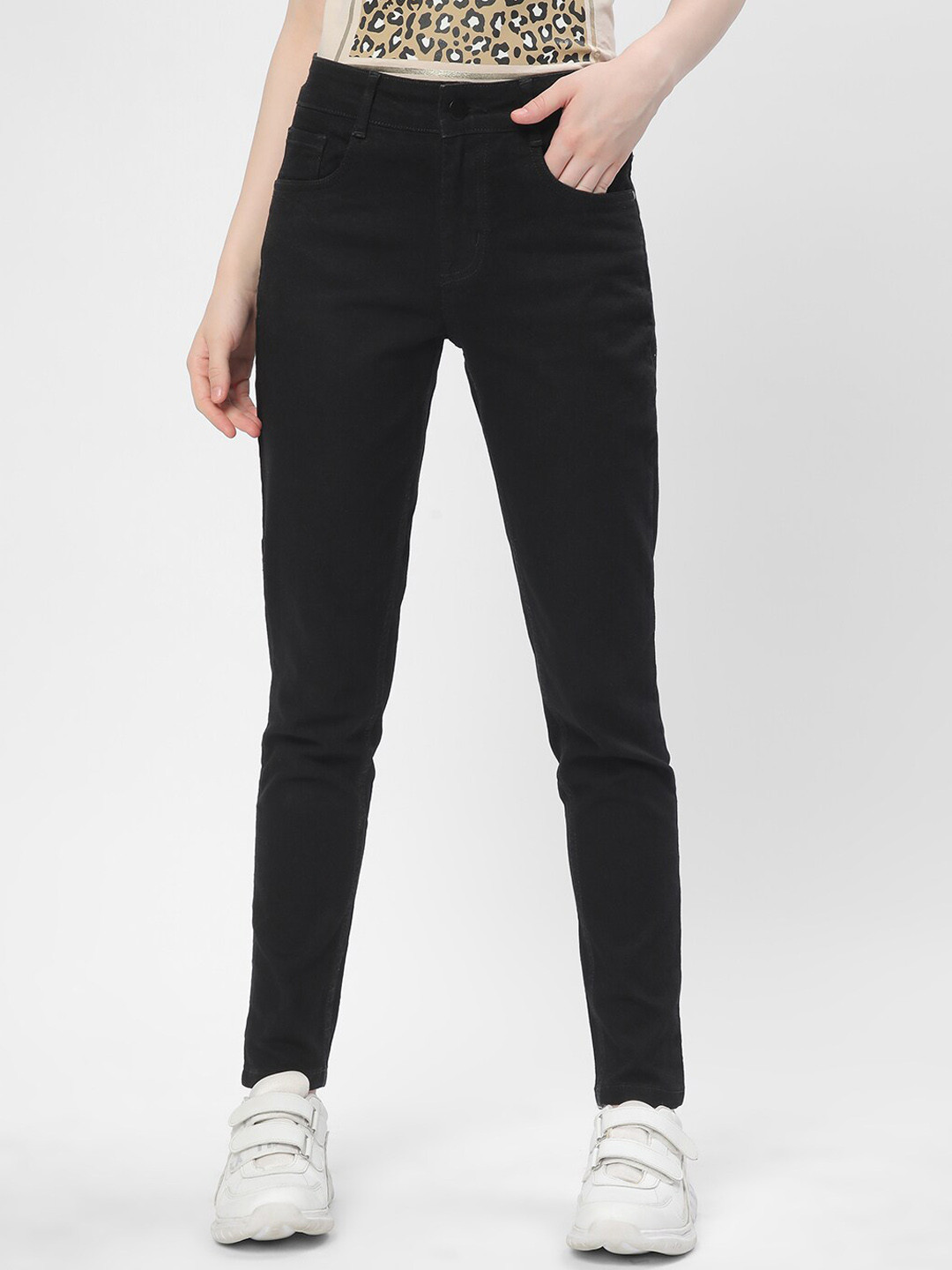 

R&B Women Mid Rise Clean Look Cotton Jeans, Black