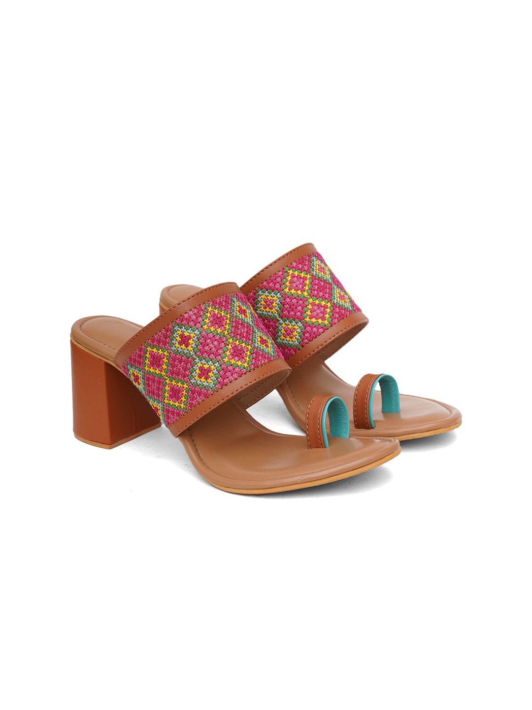 

Sole House Tahiti Textured One Toe Block Heels, Tan