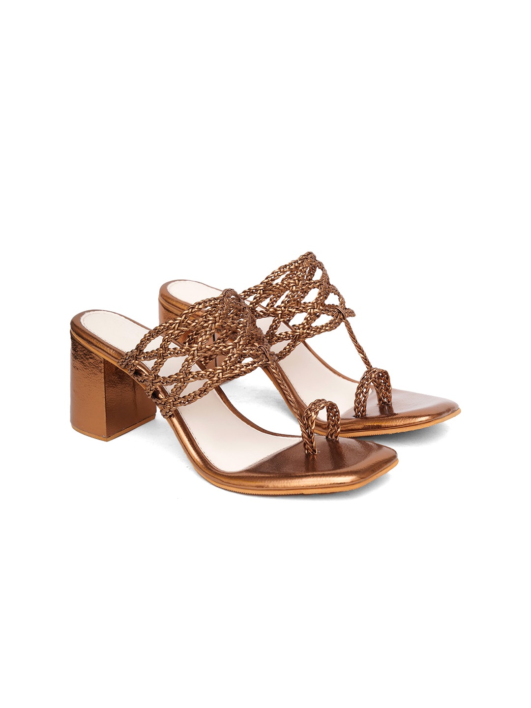 

Sole House Textured One Toe Block Heels, Gold