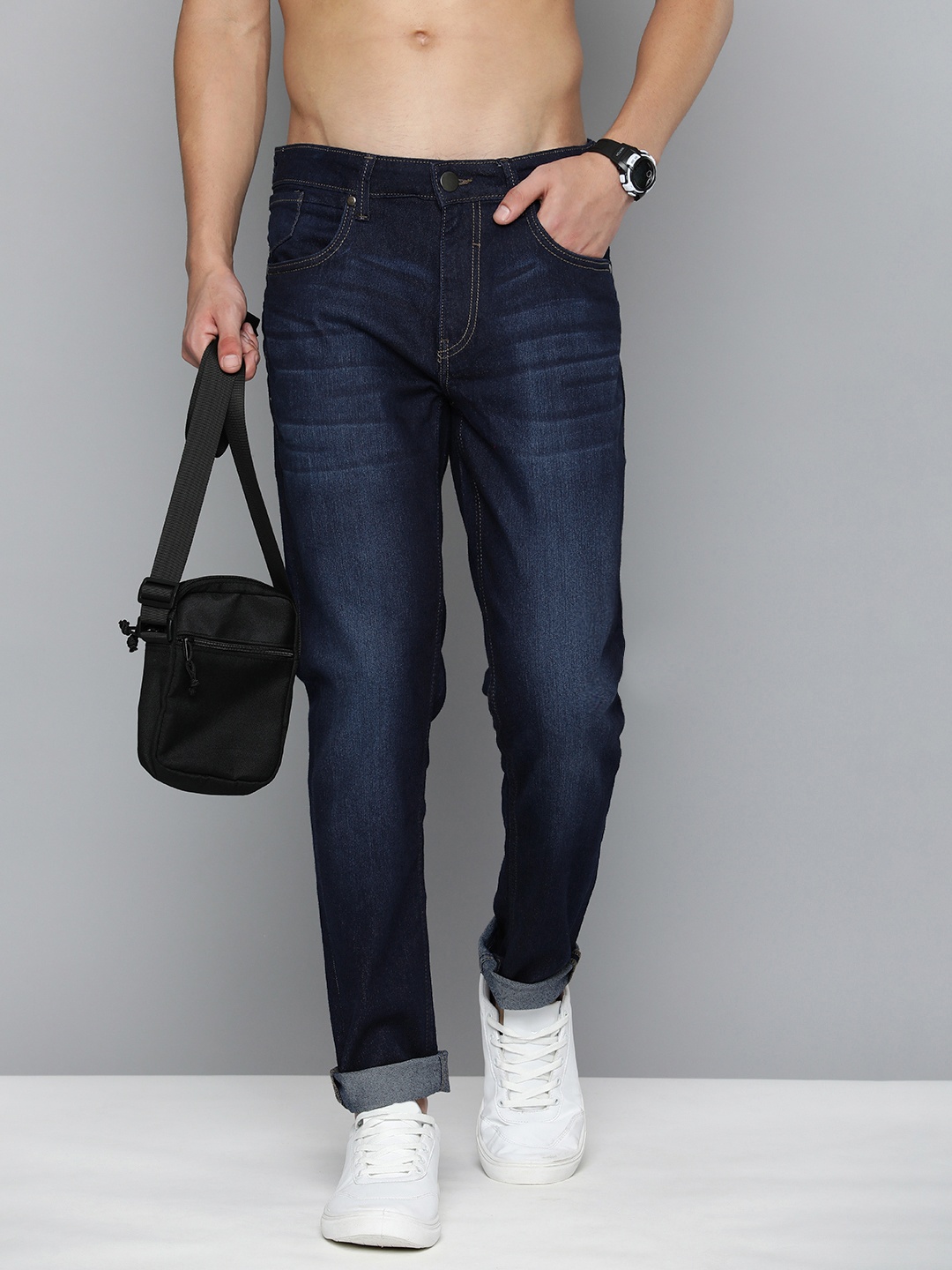 

Harvard Men Tapered Fit Stretchable Jeans, Navy blue