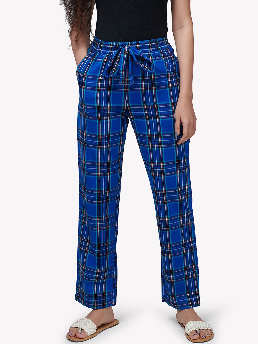 

VASTRADO Women Checked Lounge Pants, Blue
