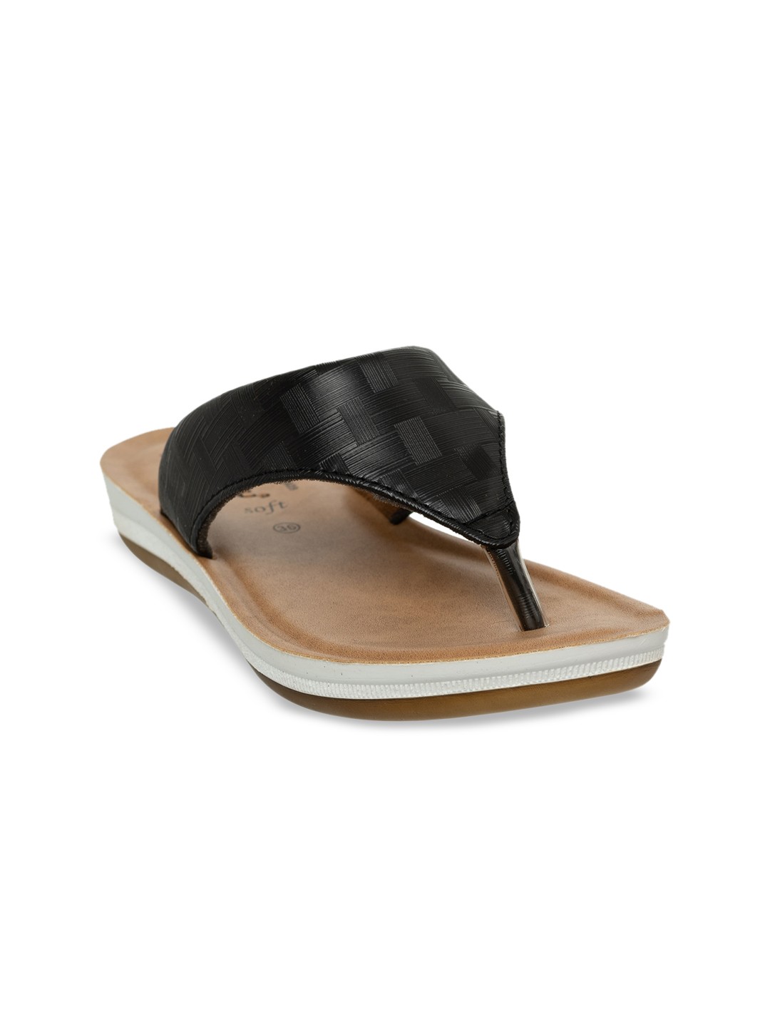 

Inblu Textured Open Toe Flats, Black