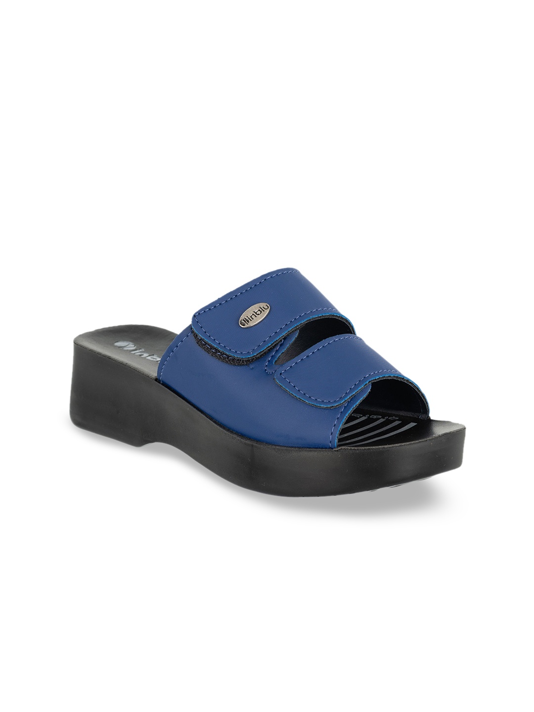 

Inblu Open Toe Lightweight & Anti Skid Comfort Heel Mules, Blue