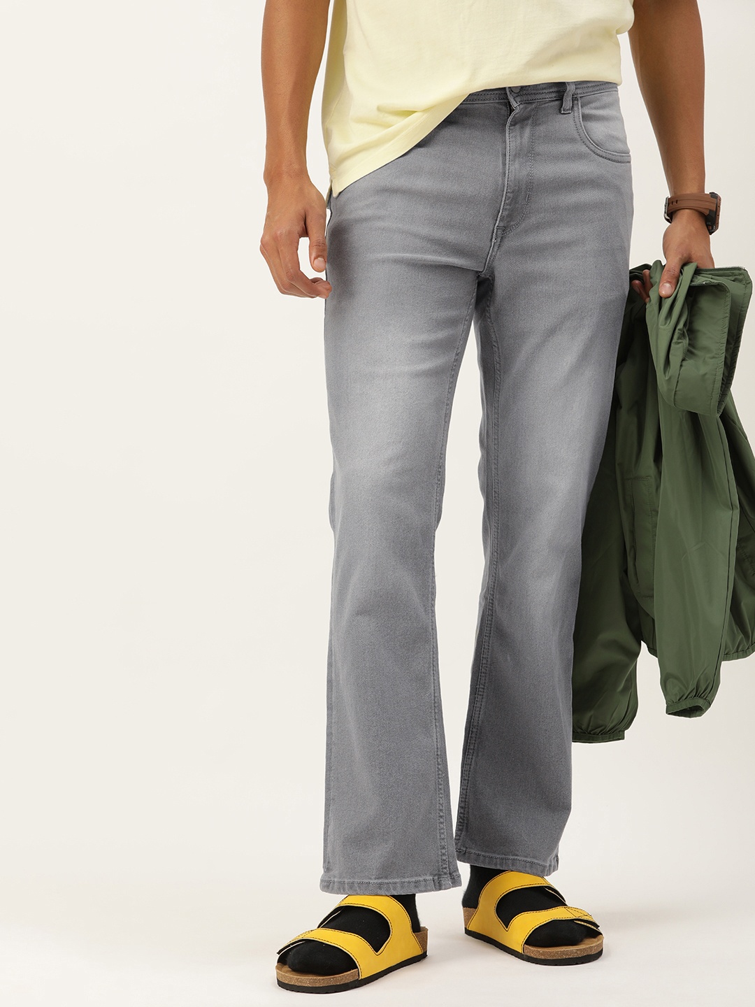 

Kook N Keech Men Bootcut Light Fade Jeans, Grey