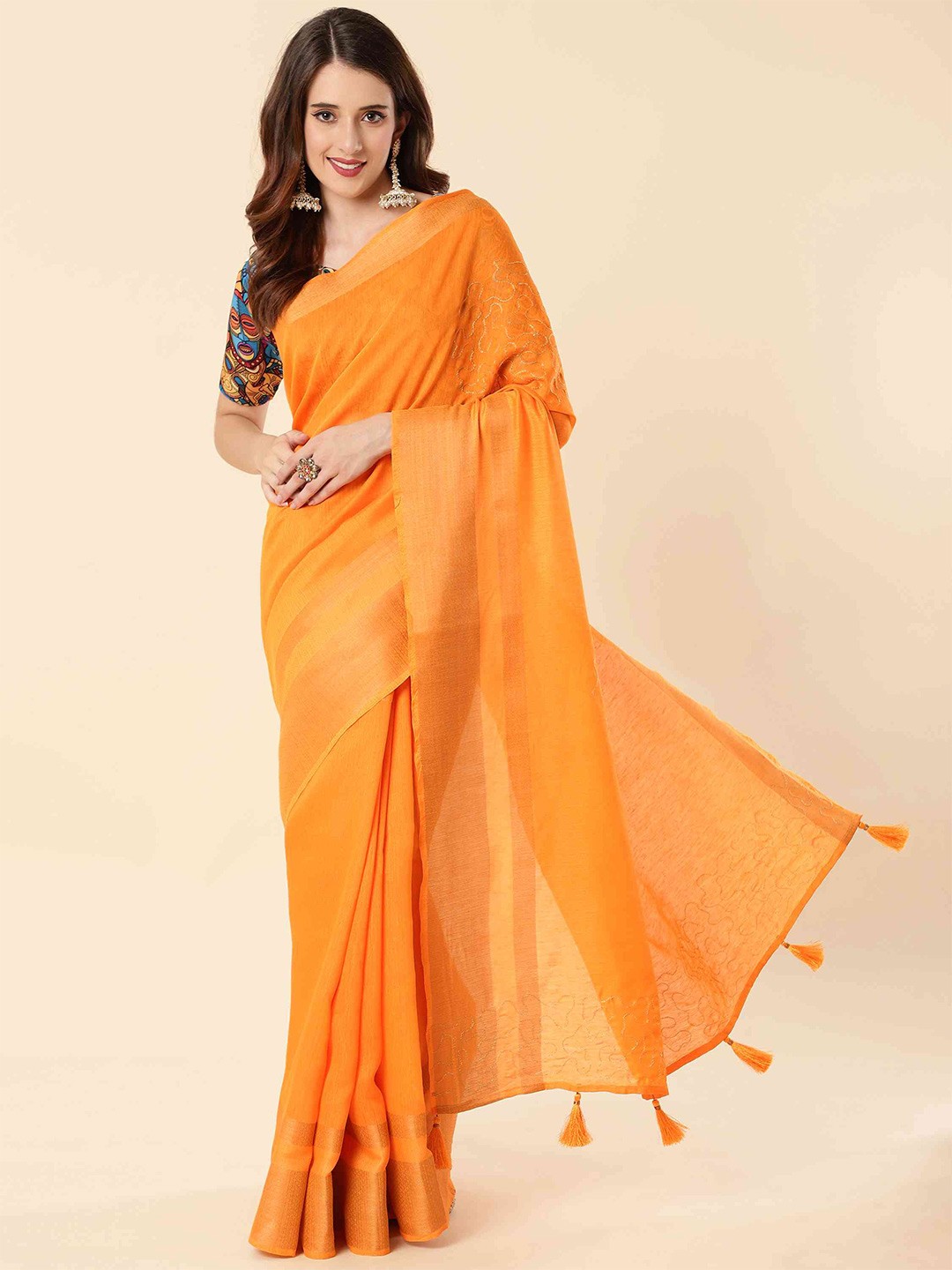 

elora Zari Pure Cotton Bhagalpuri Saree, Yellow