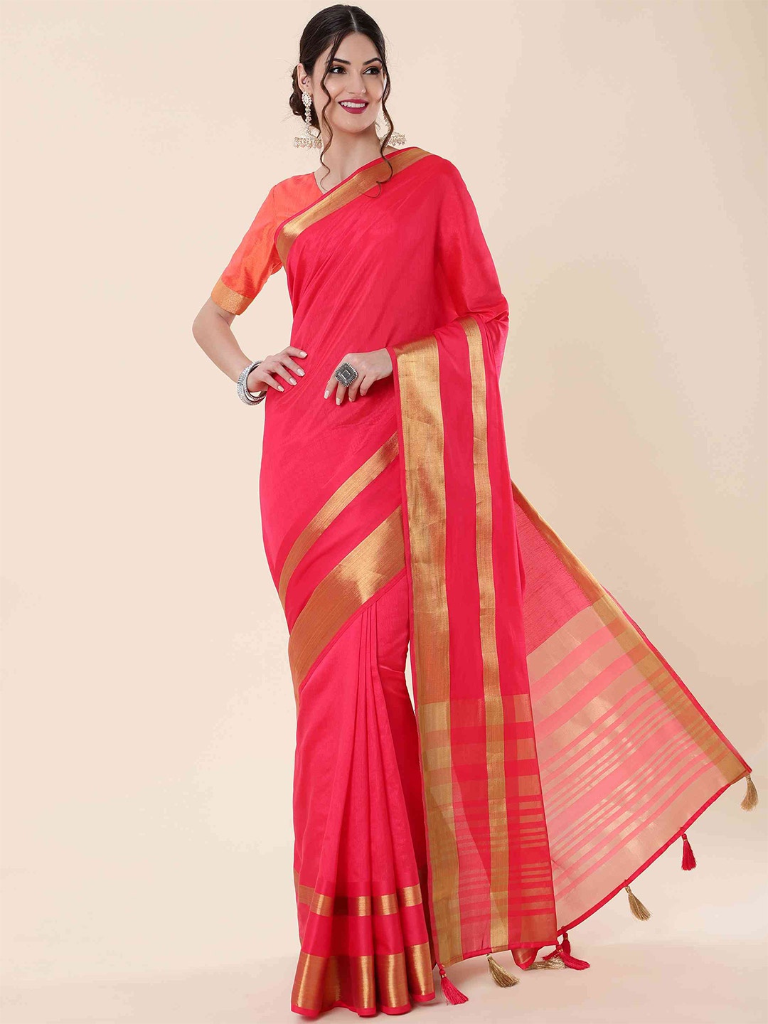

elora Zari Bhagalpuri Saree, Pink