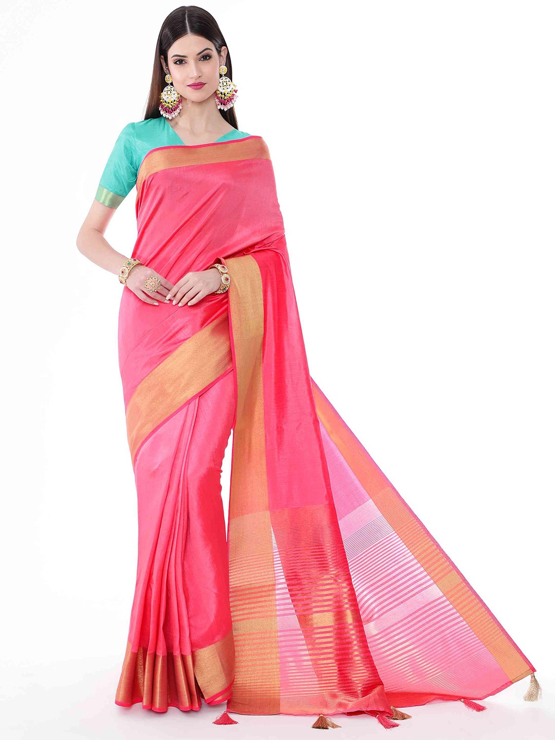 

elora Zari Bhagalpuri Saree, Pink