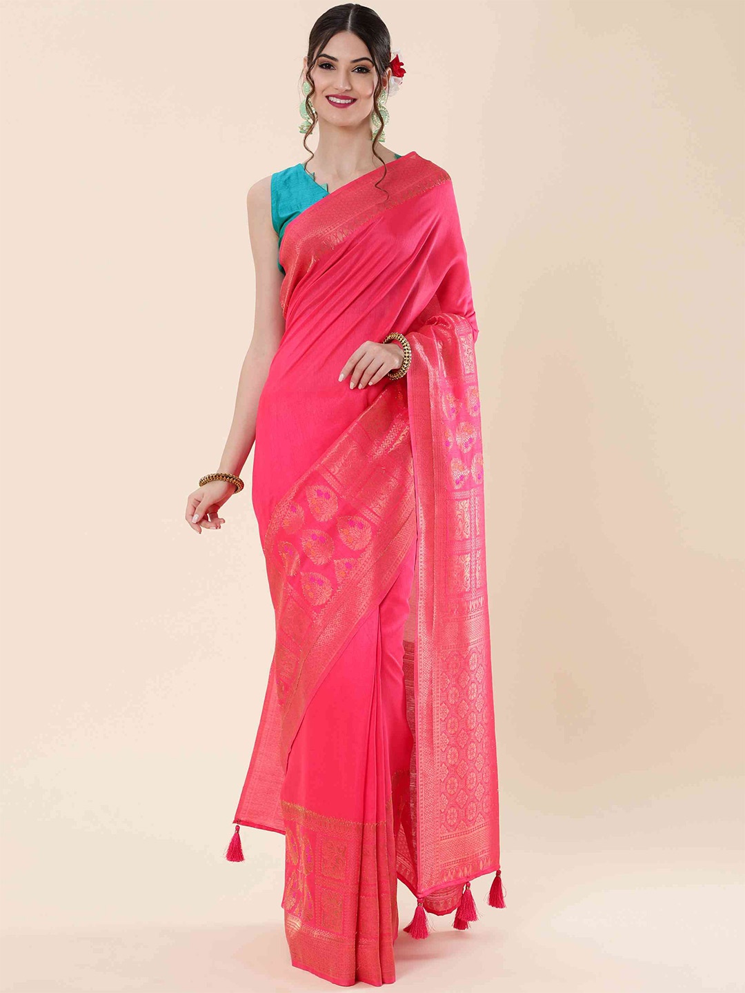 

elora Zari Bhagalpuri Saree, Pink