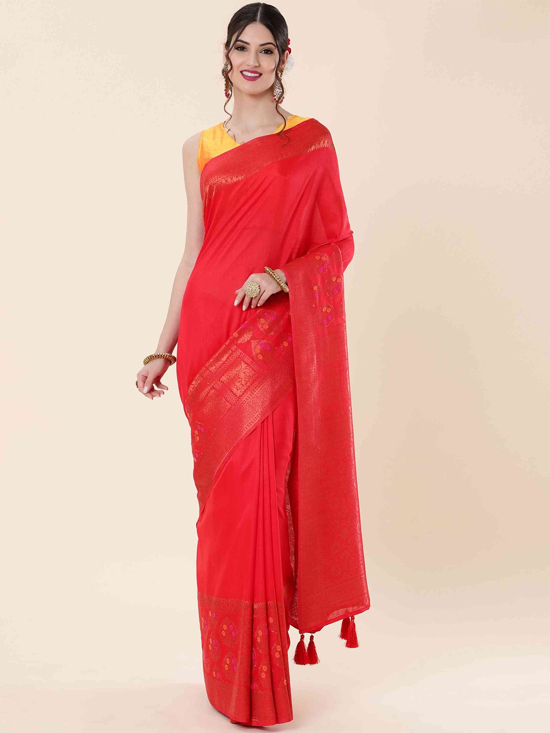 

elora Zari Bhagalpuri Saree, Red